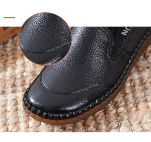 Genuine Leather Round Toe Flats Ladies Shoes for Bunions - Bunion Free