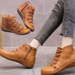 Round Toe Zipper Casual Ankle Boots for Bunions - Bunion Free