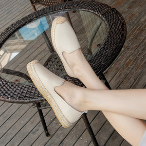 Slip On Woven Leather Loafers for Women - ComfyFootgear