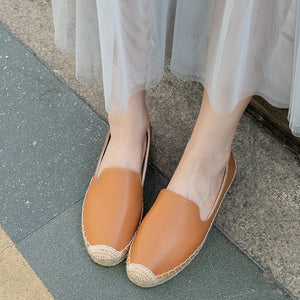 Slip On Woven Leather Loafers for Women - ComfyFootgear